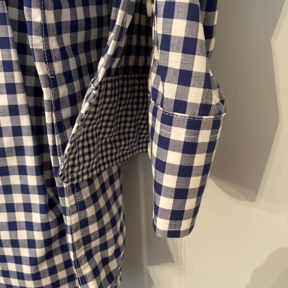 Navy And White Gingham Chaps Button Down Top - image 3